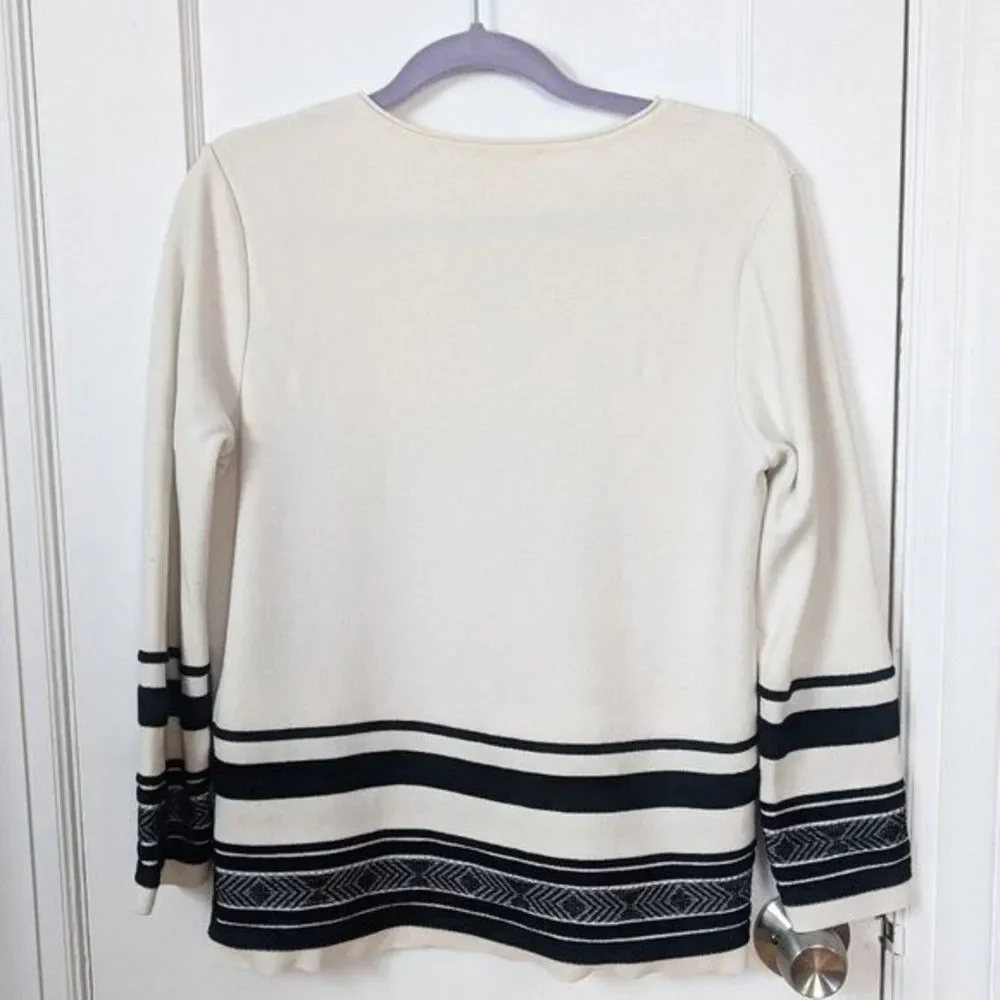Tory Burch | Patchwork Embroidered Pueblo Basket Weave Sweater Sz M